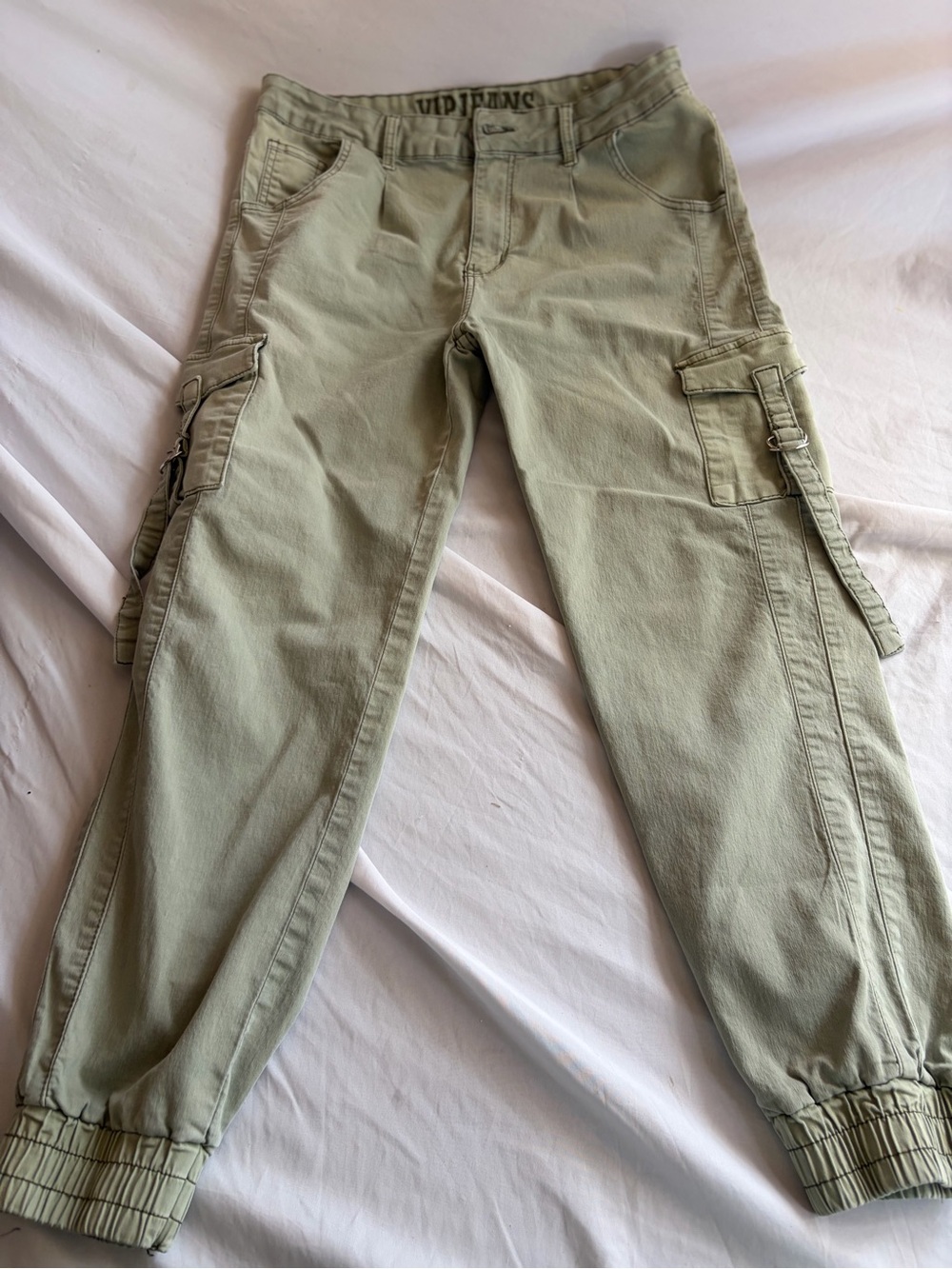 VIP Olive Green Cargo Pants Unisex 30” Waist 25.5” Inseam Utility Tapered